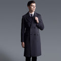 Double Breasted Long Sleeve Long Cashmere Trench Coat Large Size