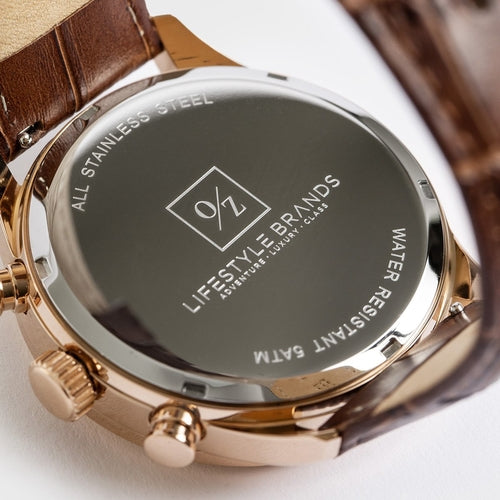 Men's Luxury Chronograph Watch | Leather Strap Dress Watch for Him