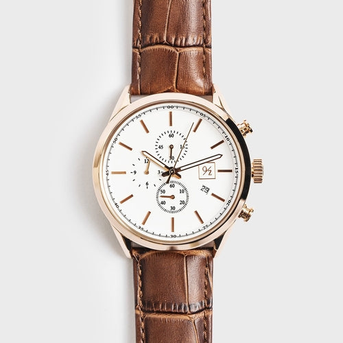 Men's Luxury Chronograph Watch | Leather Strap Dress Watch for Him
