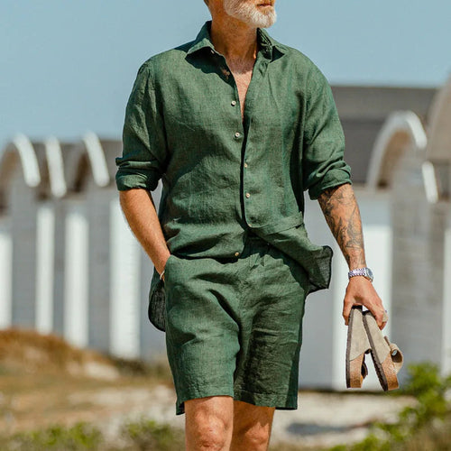 Men's Summer Comfy Cotton Linen Shorts set