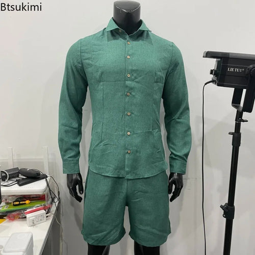 Men's Summer Comfy Cotton Linen Shorts set
