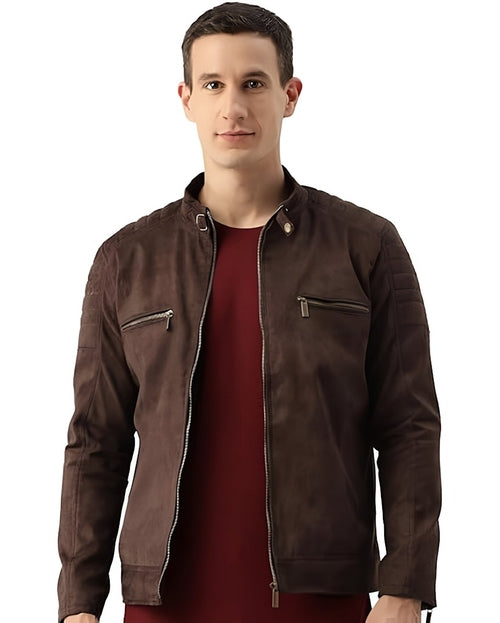 Men Faux Leather Biker Jacket  Size 35X35 CM Color Black