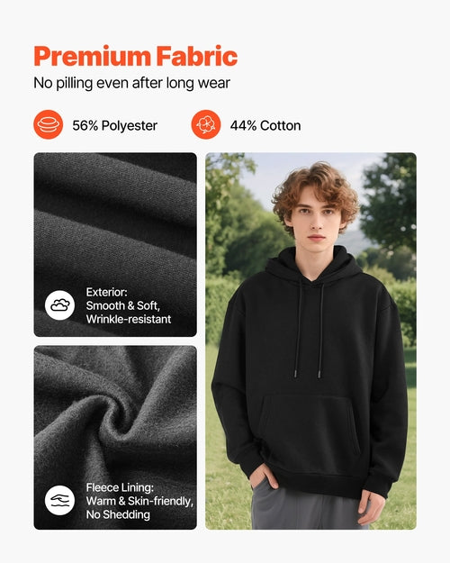 Men Pullover Hoodie, X-Large Size, Fleece Long Sleeve Comfy Casual